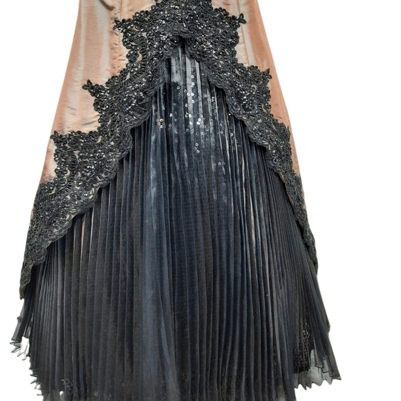 Jovani Prom Formal Gown Iridescent Sequin Embroidered w Faux French Bustle Sz 2 - Picture 11 of 16